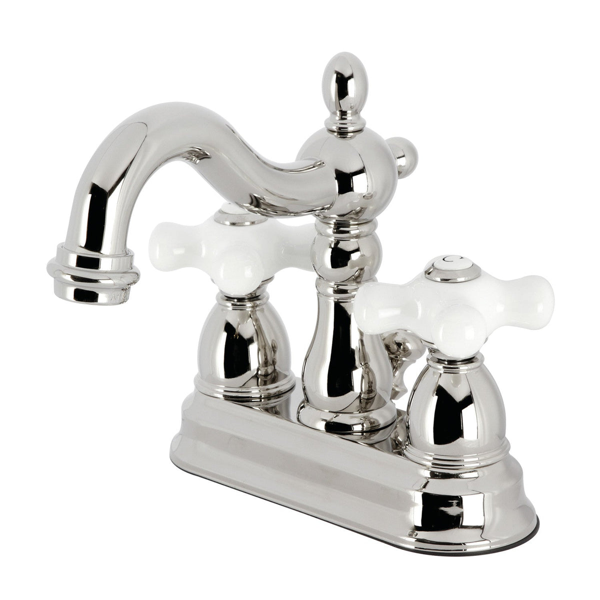 Heritage Double-Handle 4" Centerset Bathroom Faucet with Pop-Up Drain in Polished Nickel
