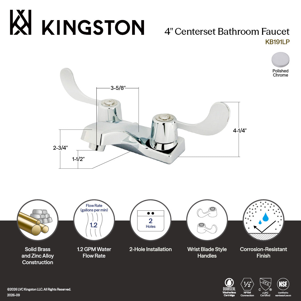 Americana Double-Handle 4" Centerset Bathroom Faucet in Polished Chrome
