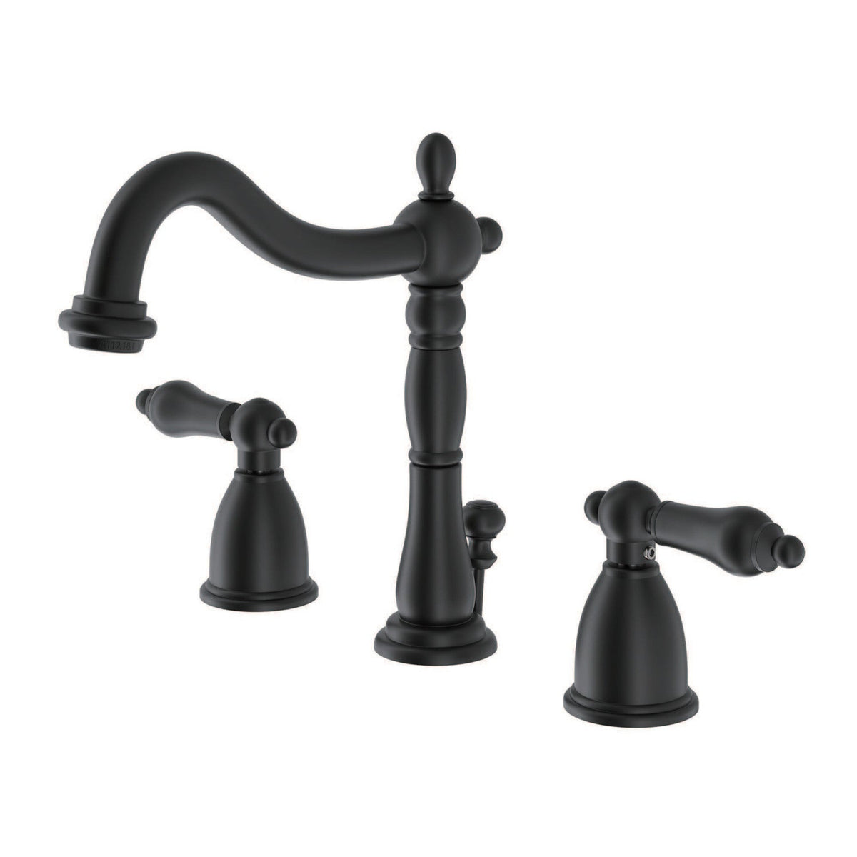 Heritage Widespread Bathroom Faucet with Brass Pop-Up in Matte Black