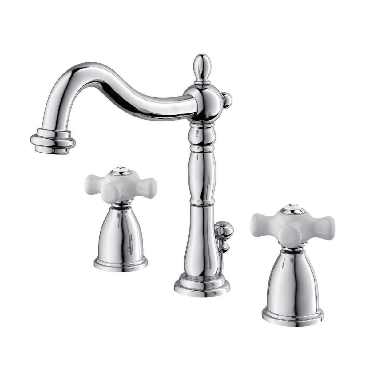 Heritage Widespread Bathroom Faucet with Pop-Up Drain in Polished Chrome