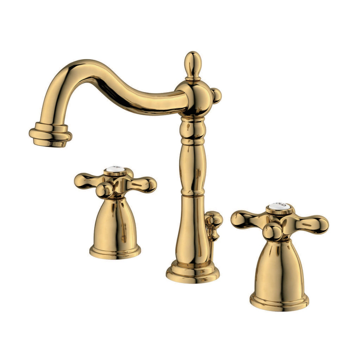 Heritage Widespread Bathroom Faucet with Brass Pop-Up in Polished Brass