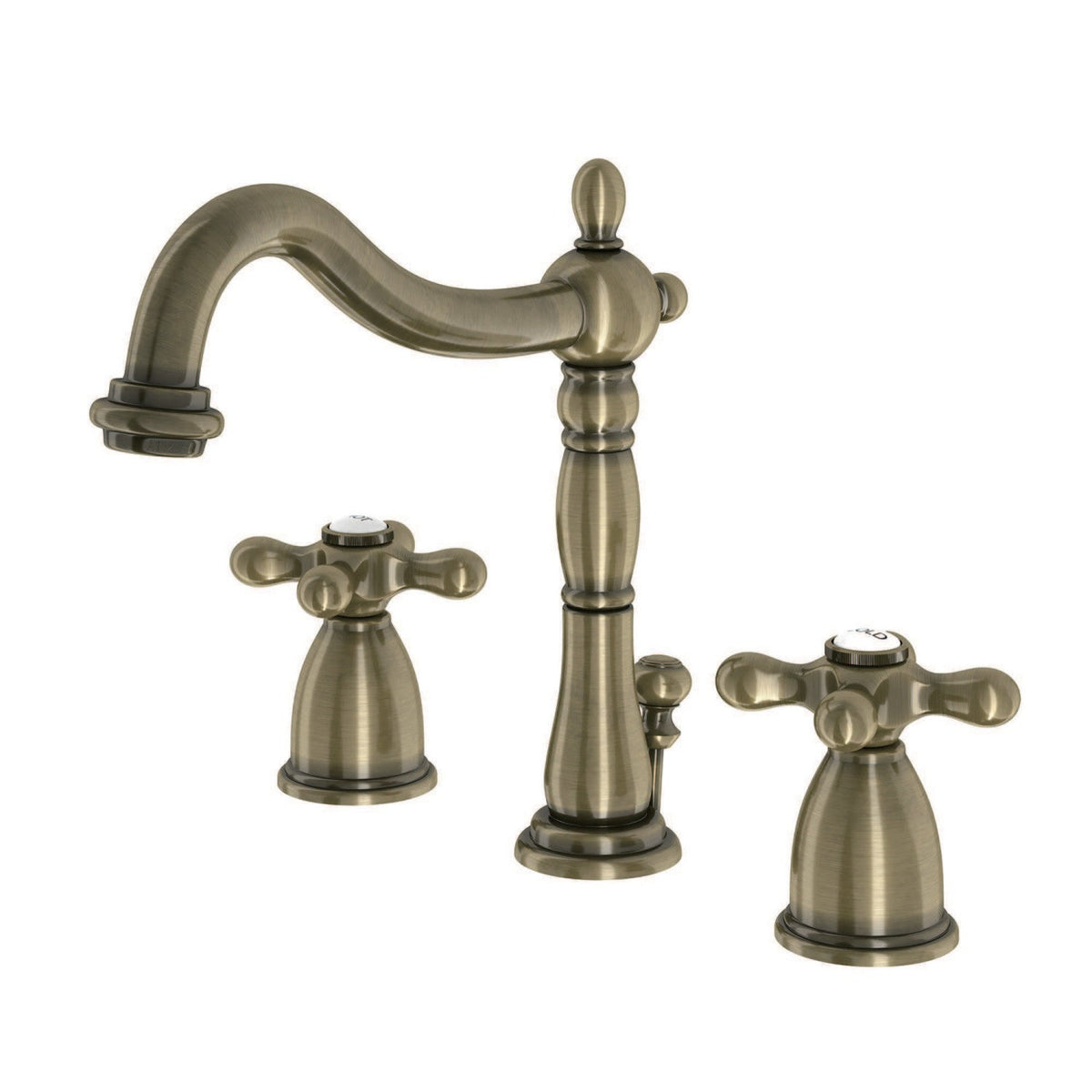 Heritage Widespread Bathroom Faucet with Brass Pop-Up in Antique Brass