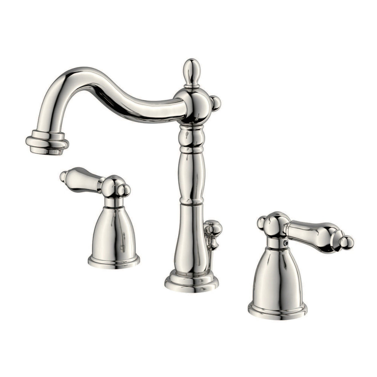 Heritage Widespread Bathroom Faucet with Brass Pop-Up in Polished Nickel