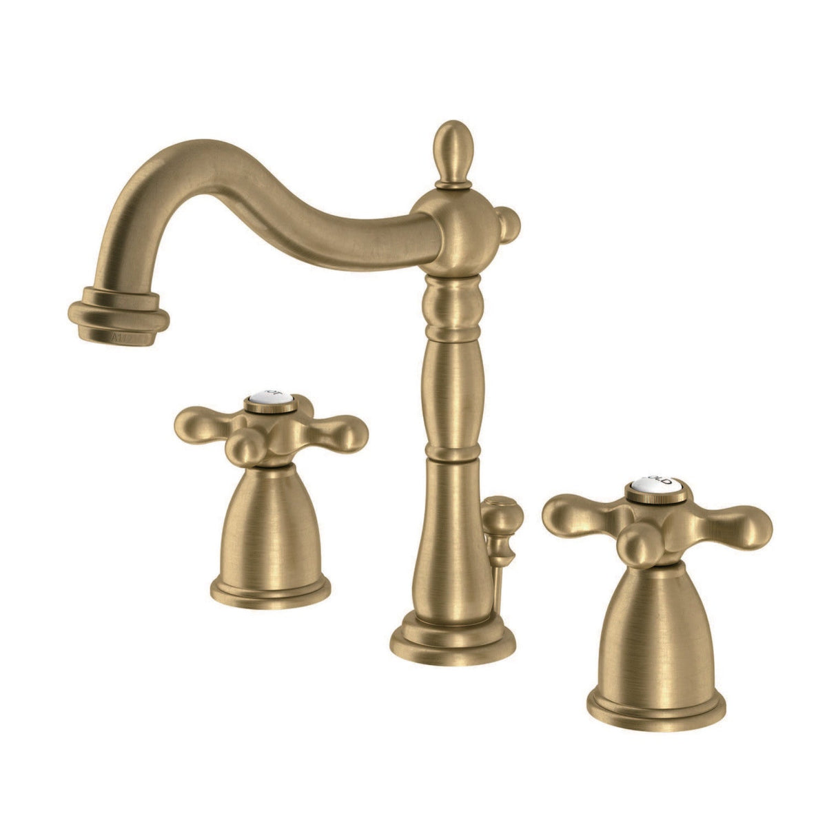 Heritage Widespread Bathroom Faucet with Brass Pop-Up in Brushed Brass