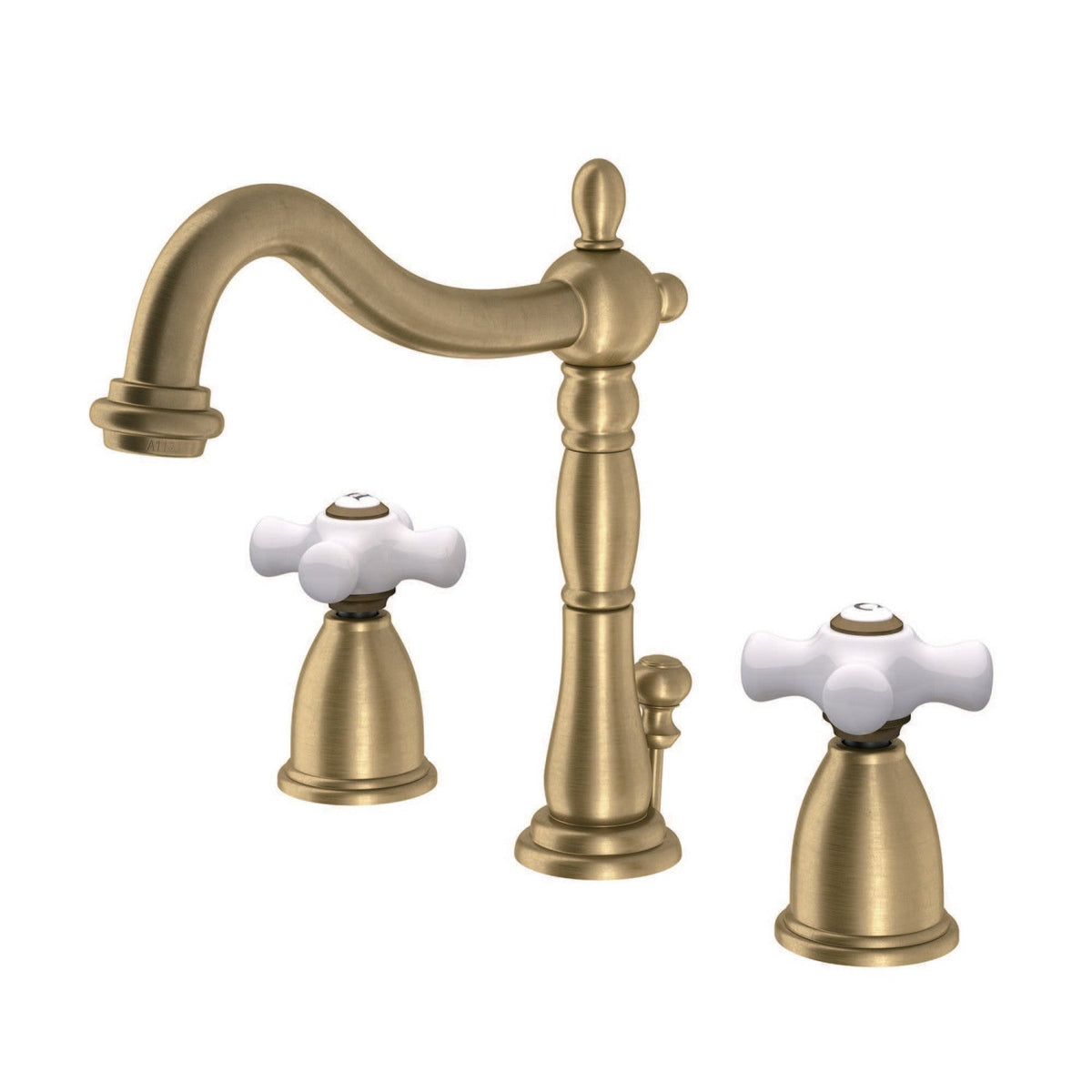 Heritage Widespread Bathroom Faucet with Brass Pop-Up in Brushed Brass