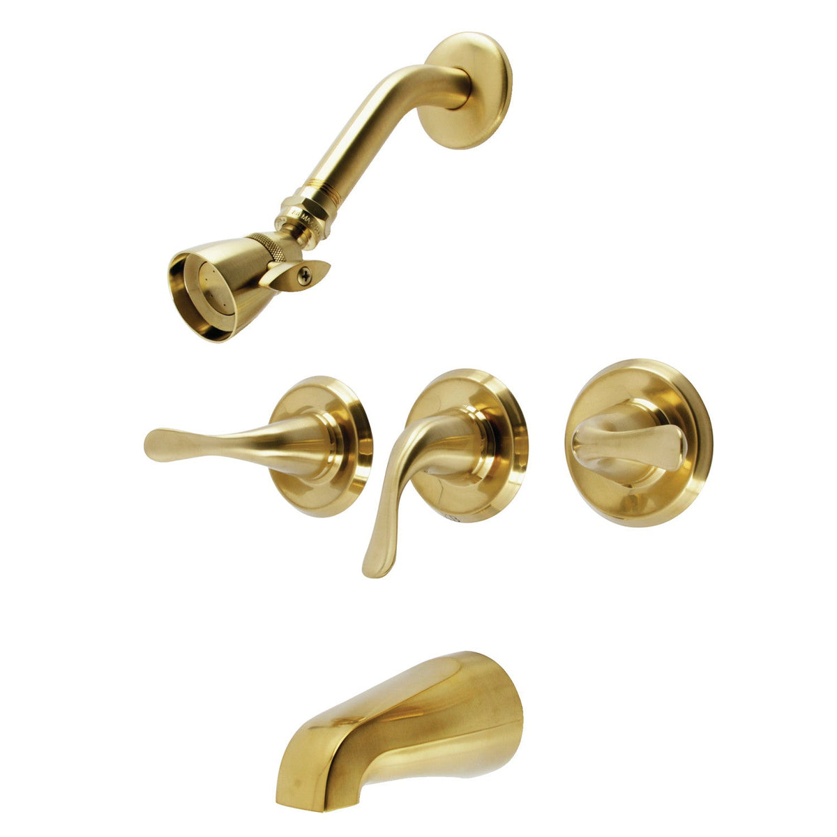 Yosemite Triple-Handle Tub and Shower Faucet in Brushed Brass