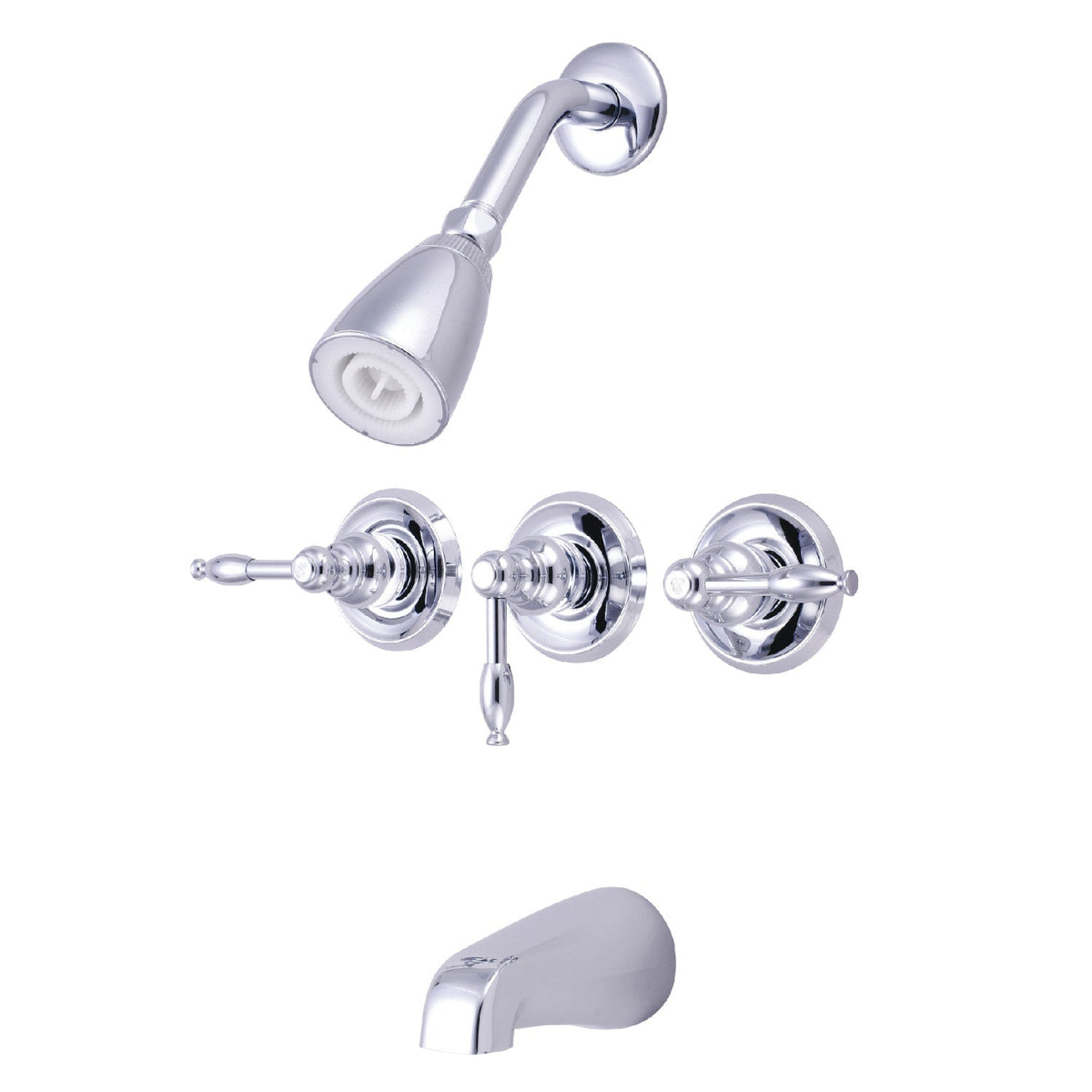Knight Triple-Handle Tub and Shower Faucet in Polished Chrome