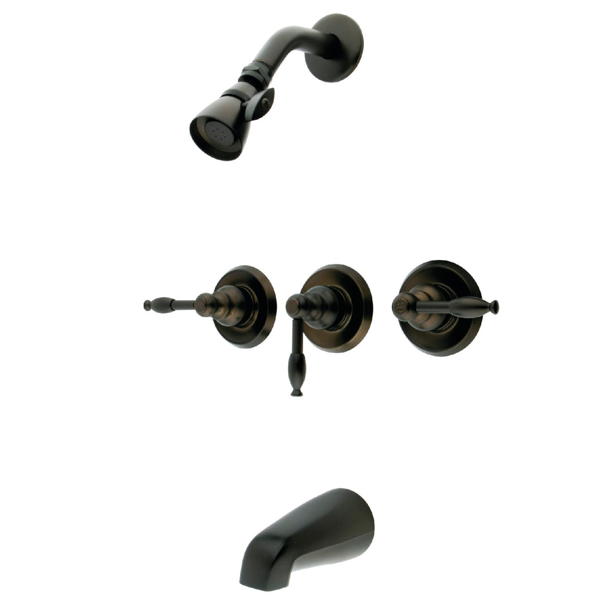 Knight Triple-Handle Tub and Shower Faucet in Oil Rubbed Bronze