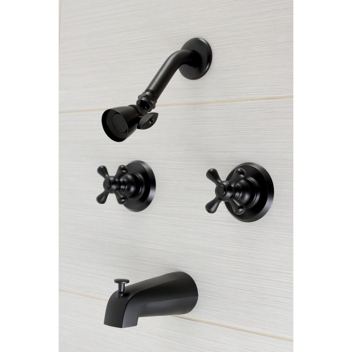 Victorian Double-Handle Tub and Shower Faucet in Matte Black