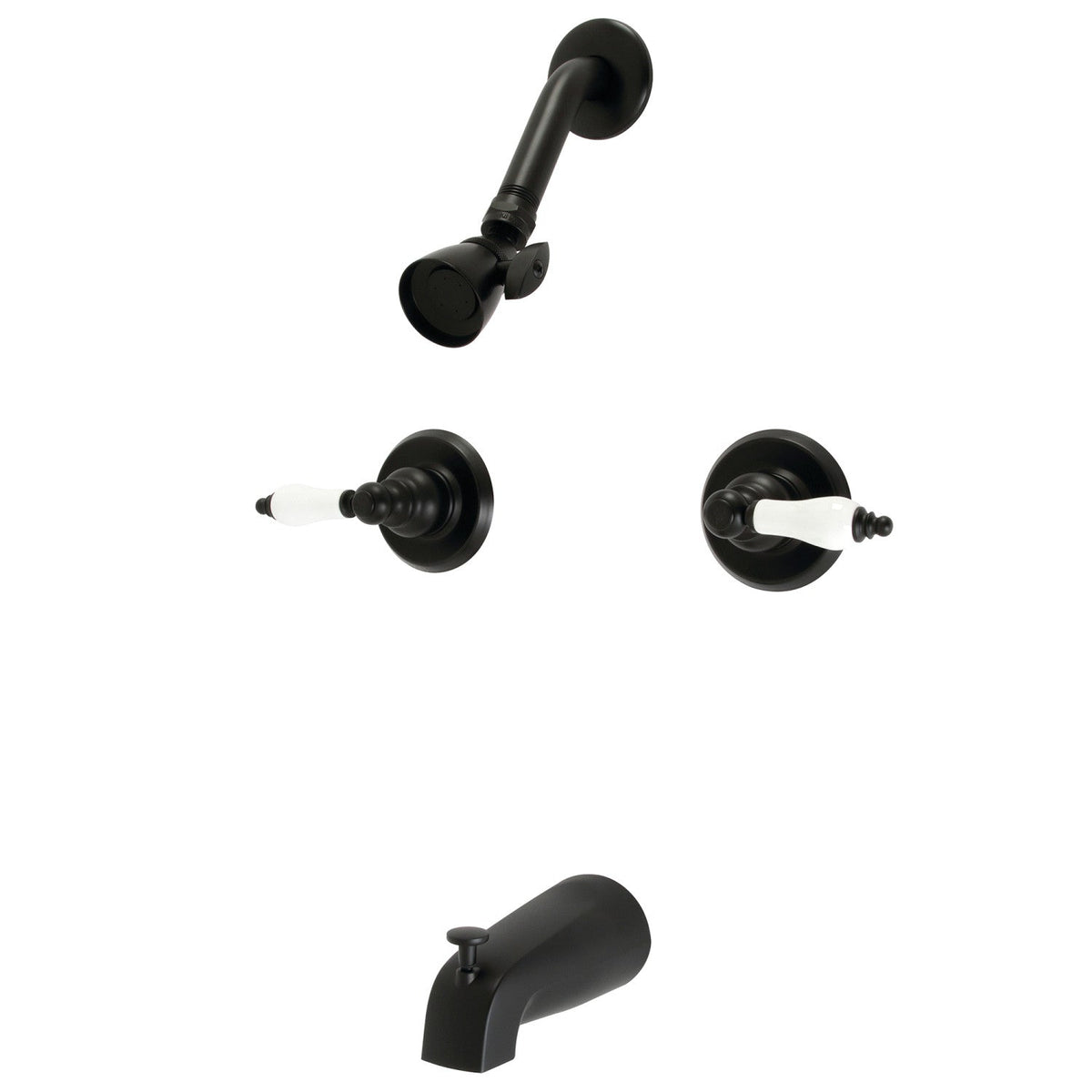 Victorian Double-Handle Tub and Shower Faucet in Matte Black