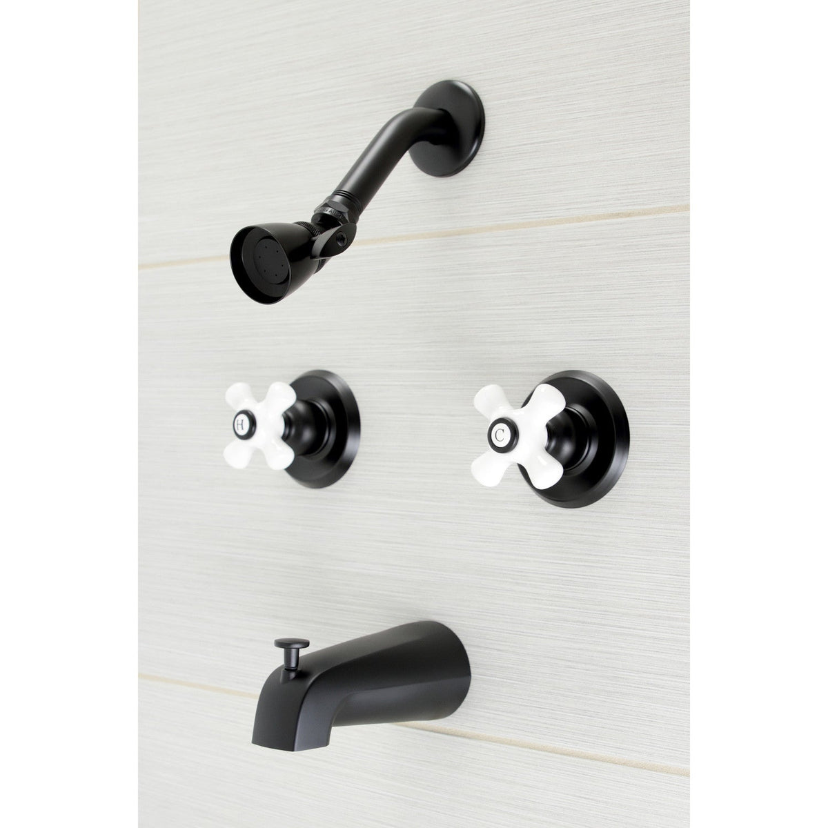 Victorian Double-Handle Tub and Shower Faucet in Matte Black