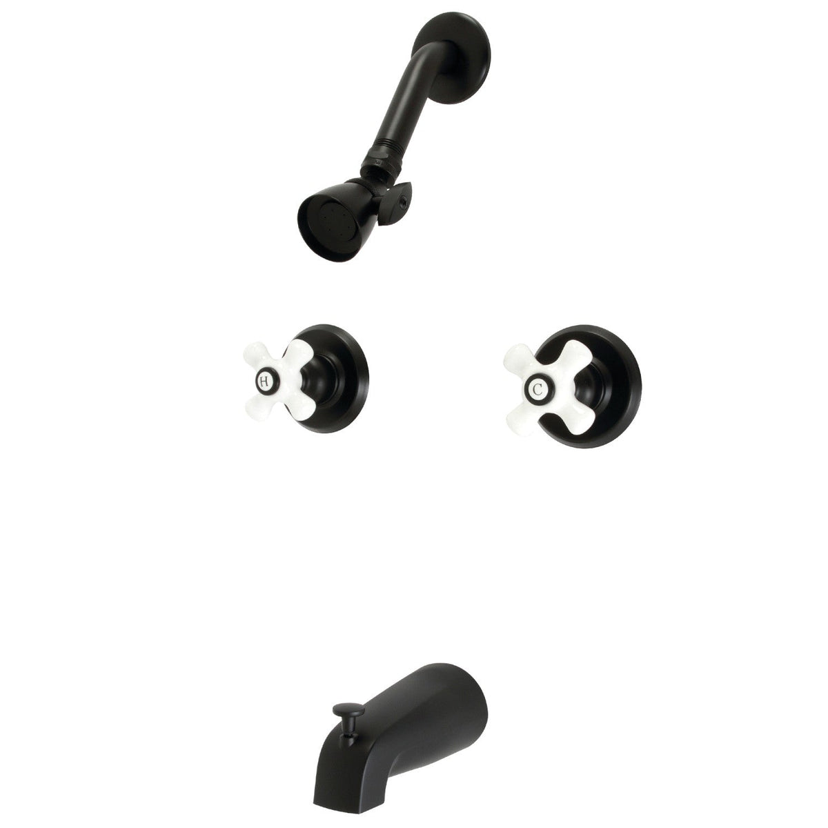 Victorian Double-Handle Tub and Shower Faucet in Matte Black