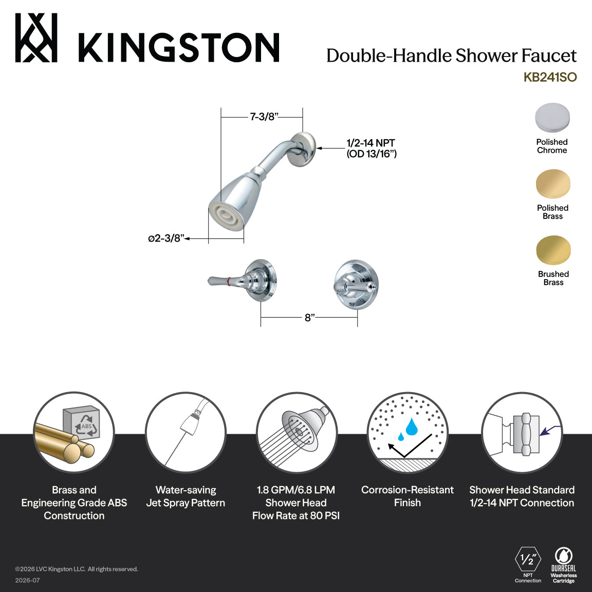 Magellan Double-Handle Shower Faucet in Polished Chrome
