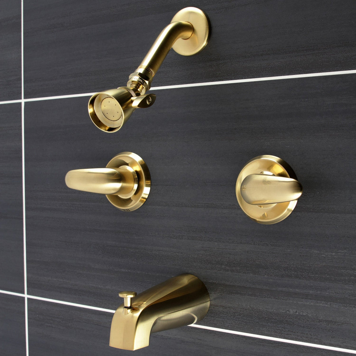 Legacy Double-Handle Tub and Shower Faucet in Brushed Brass