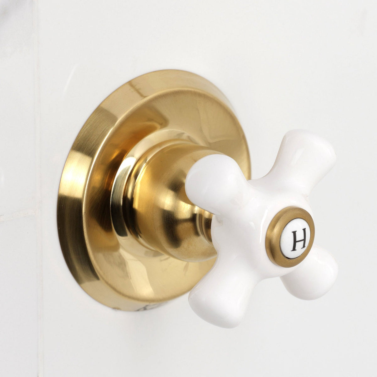 Victorian Double-Handle Shower Faucet in Brushed Brass