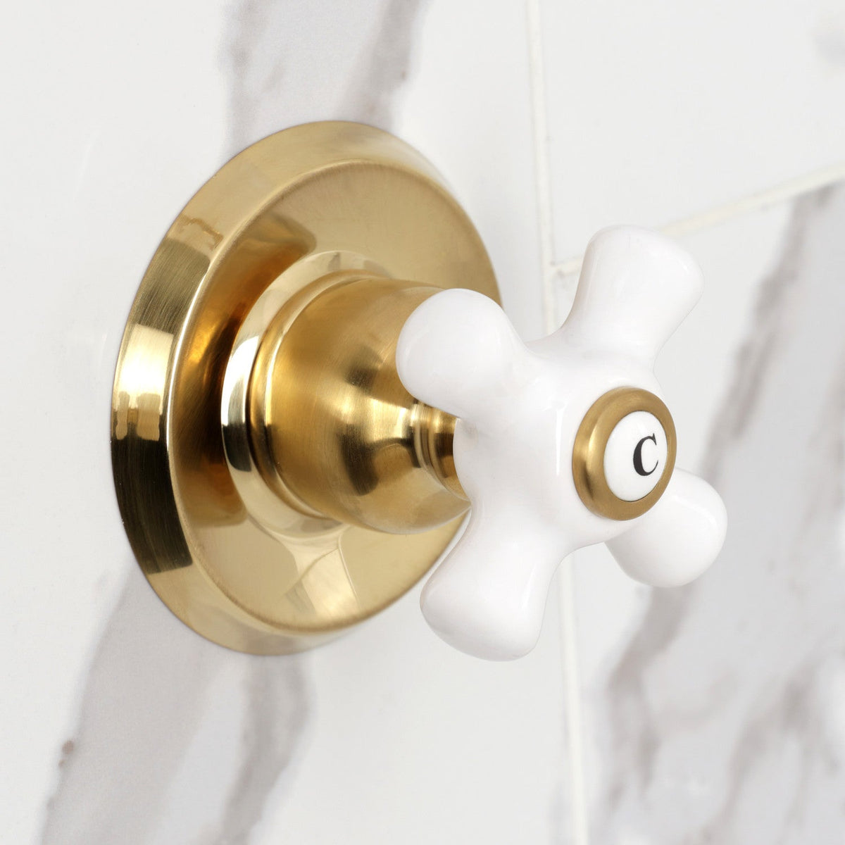 Victorian Double-Handle Shower Faucet in Brushed Brass