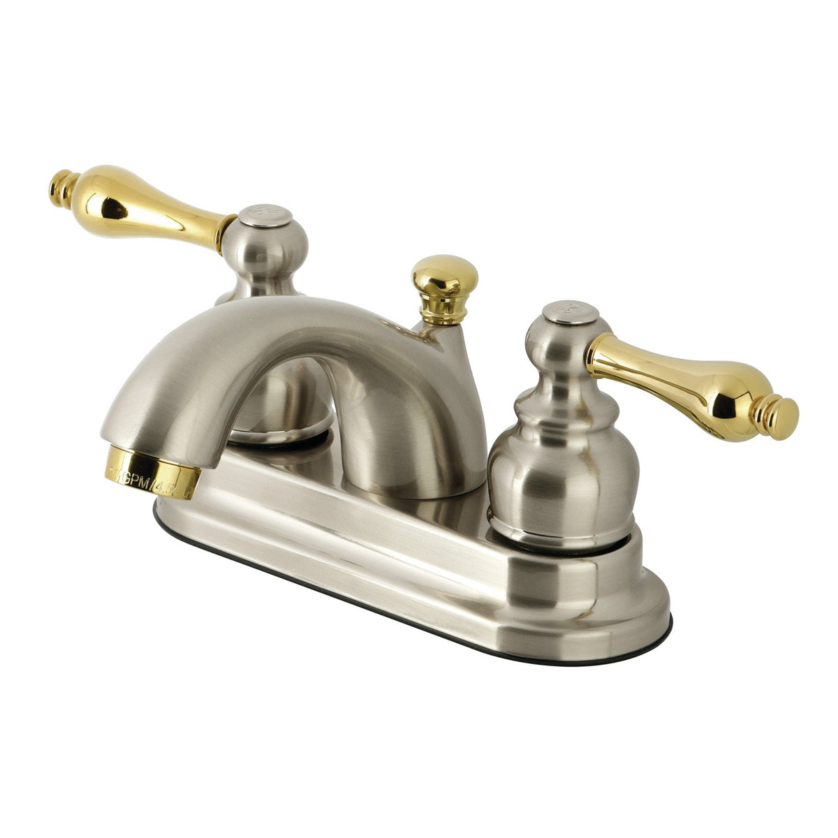 Vintage Double-Handle 4" Centerset Bathroom Faucet with Pop-Up Drain in Brushed Nickel/Polished Brass
