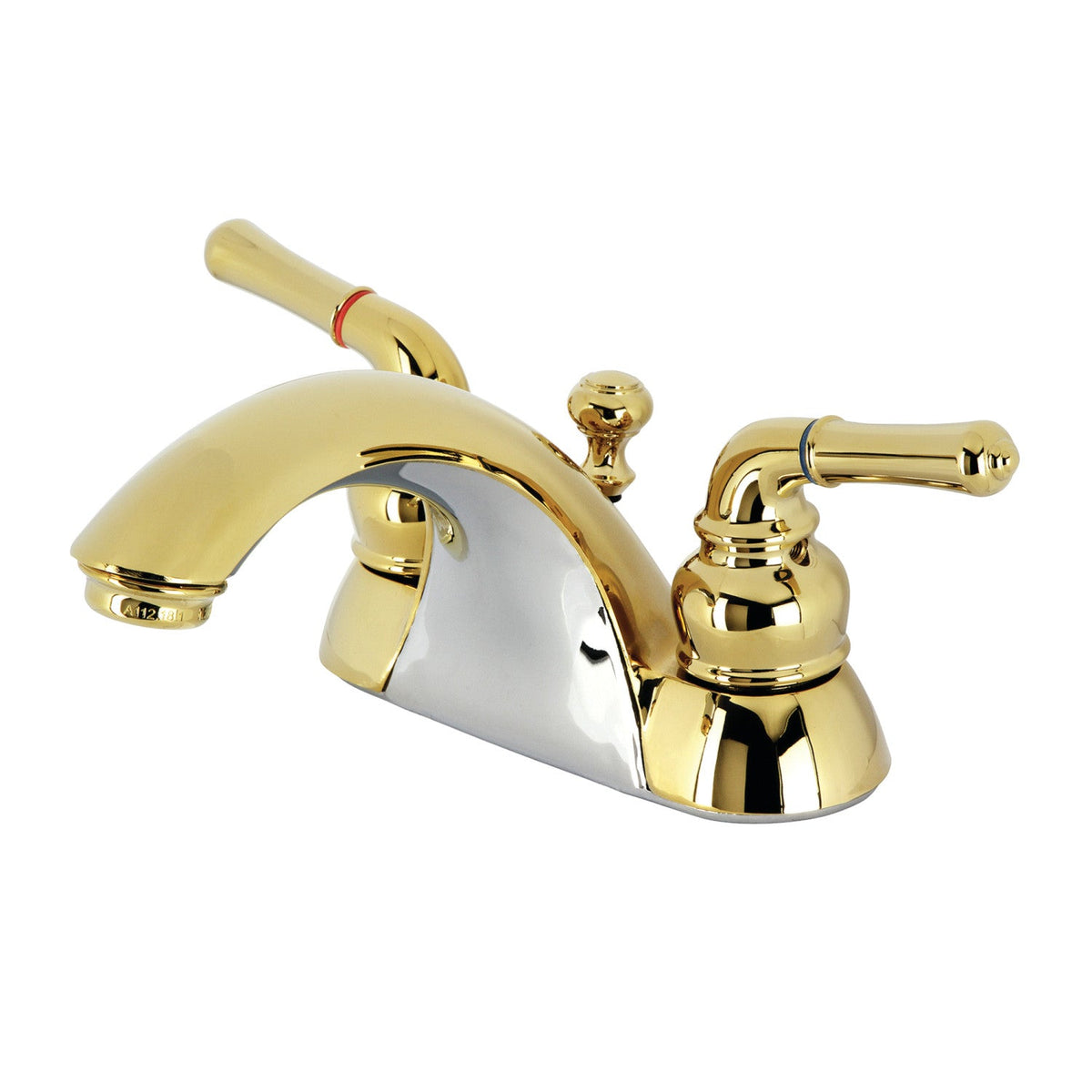 Naples Double-Handle 4" Centerset Bathroom Faucet with Pop-Up Drain in Polished Brass