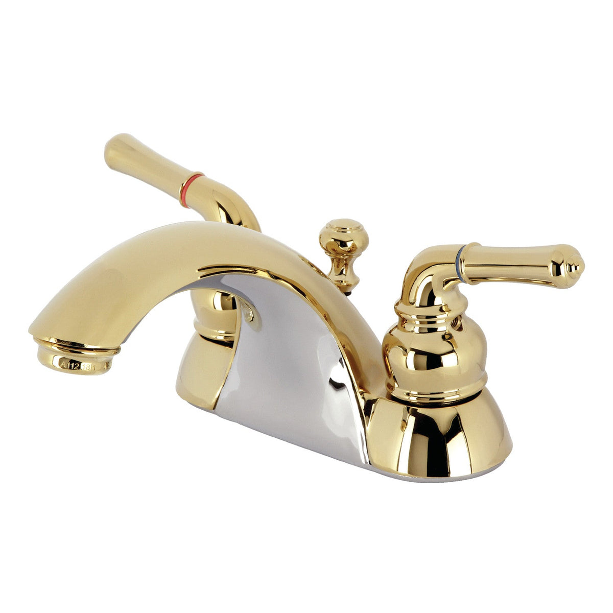 Naples Double-Handle 4" Centerset Bathroom Faucet with ABS Pop-Up Drain in Polished Brass