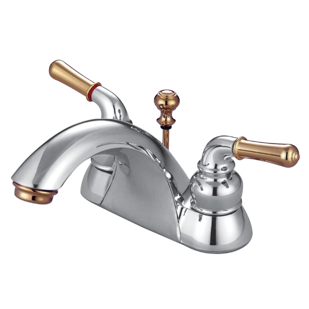 Naples Double-Handle 4" Centerset Bathroom Faucet with ABS Pop-Up Drain in Polished Chrome/Polished Brass