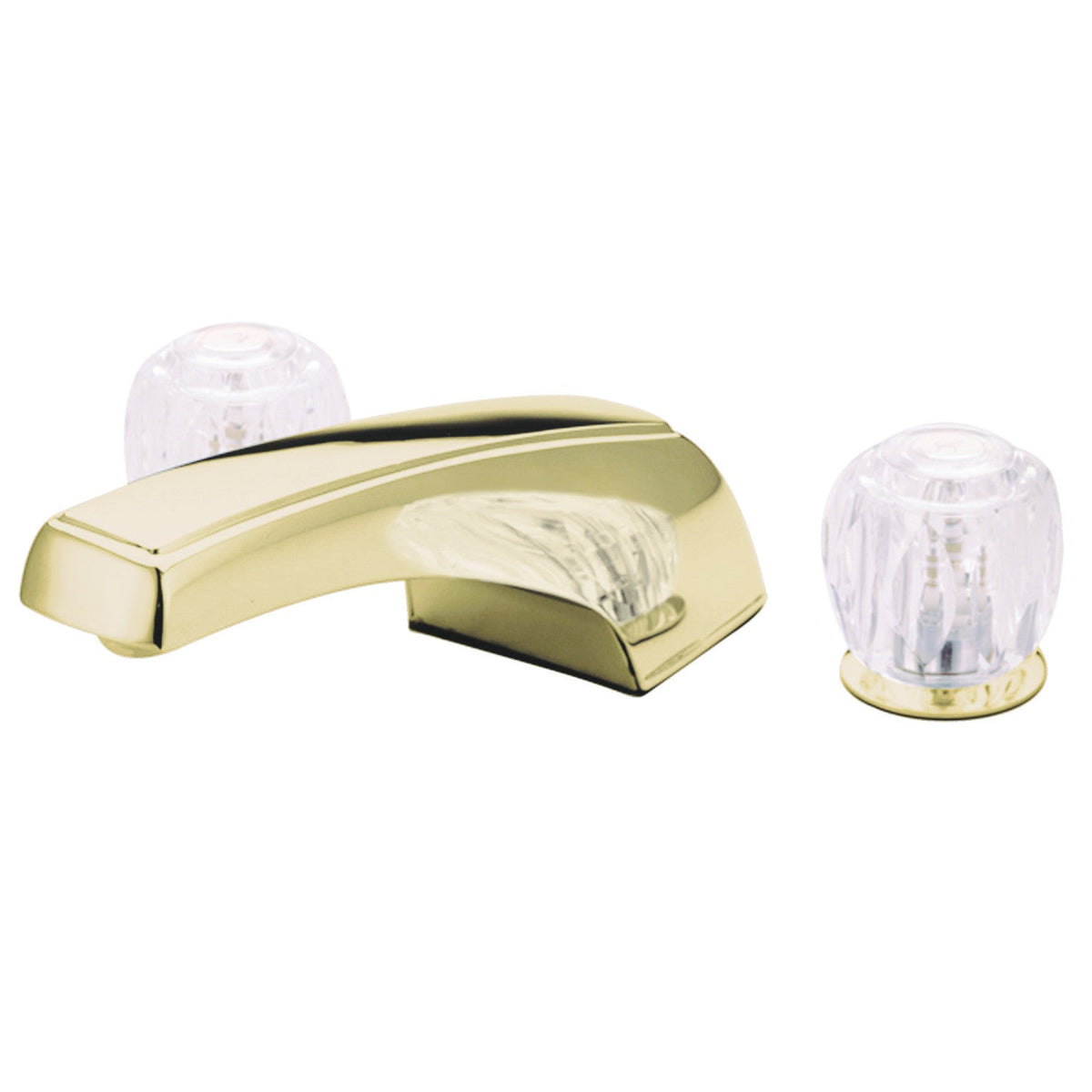 Two-Handle Deck Mount Roman Tub Faucet in Polished Brass