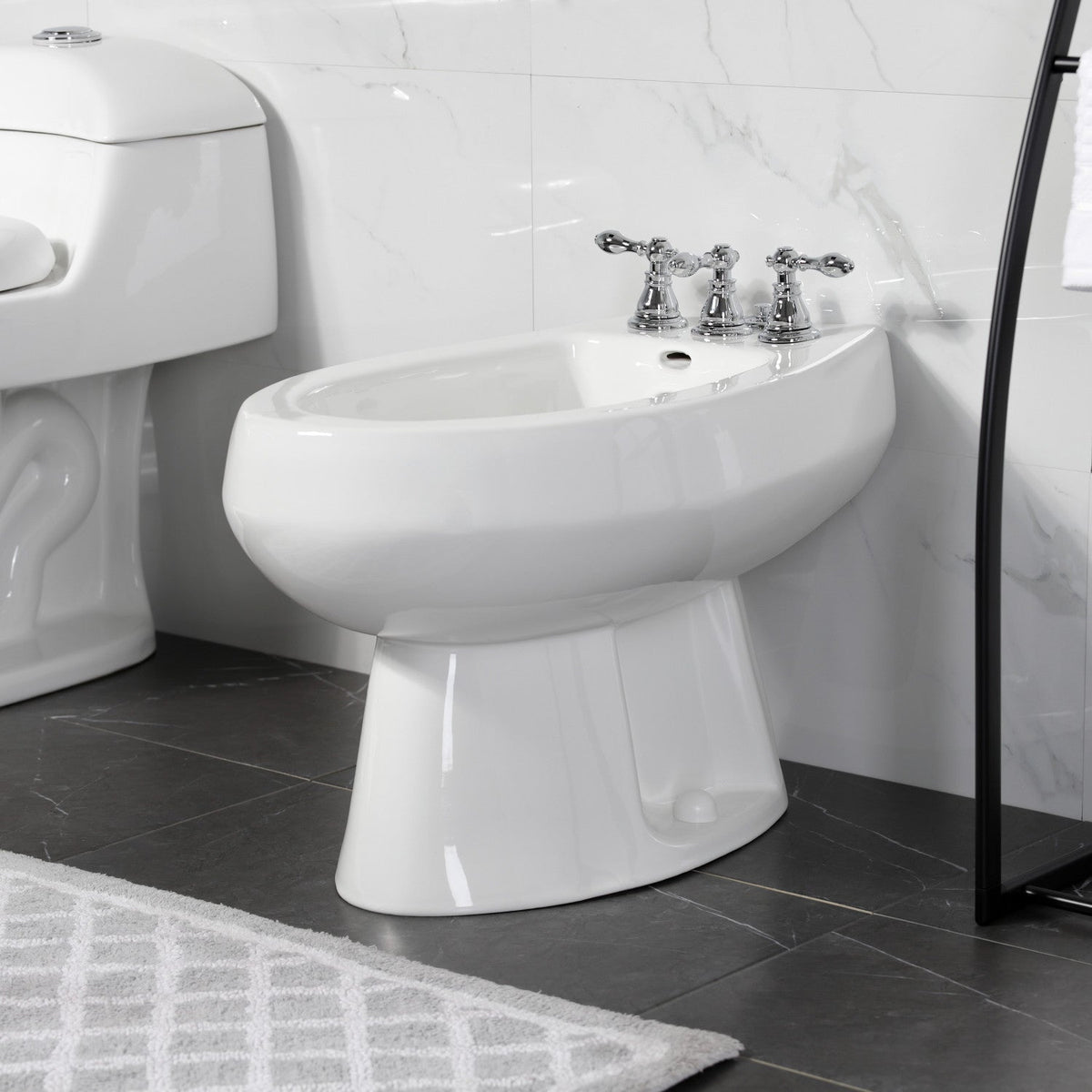 American Classic Three-Handle Bidet Faucet with Brass Pop-Up in Polished Chrome