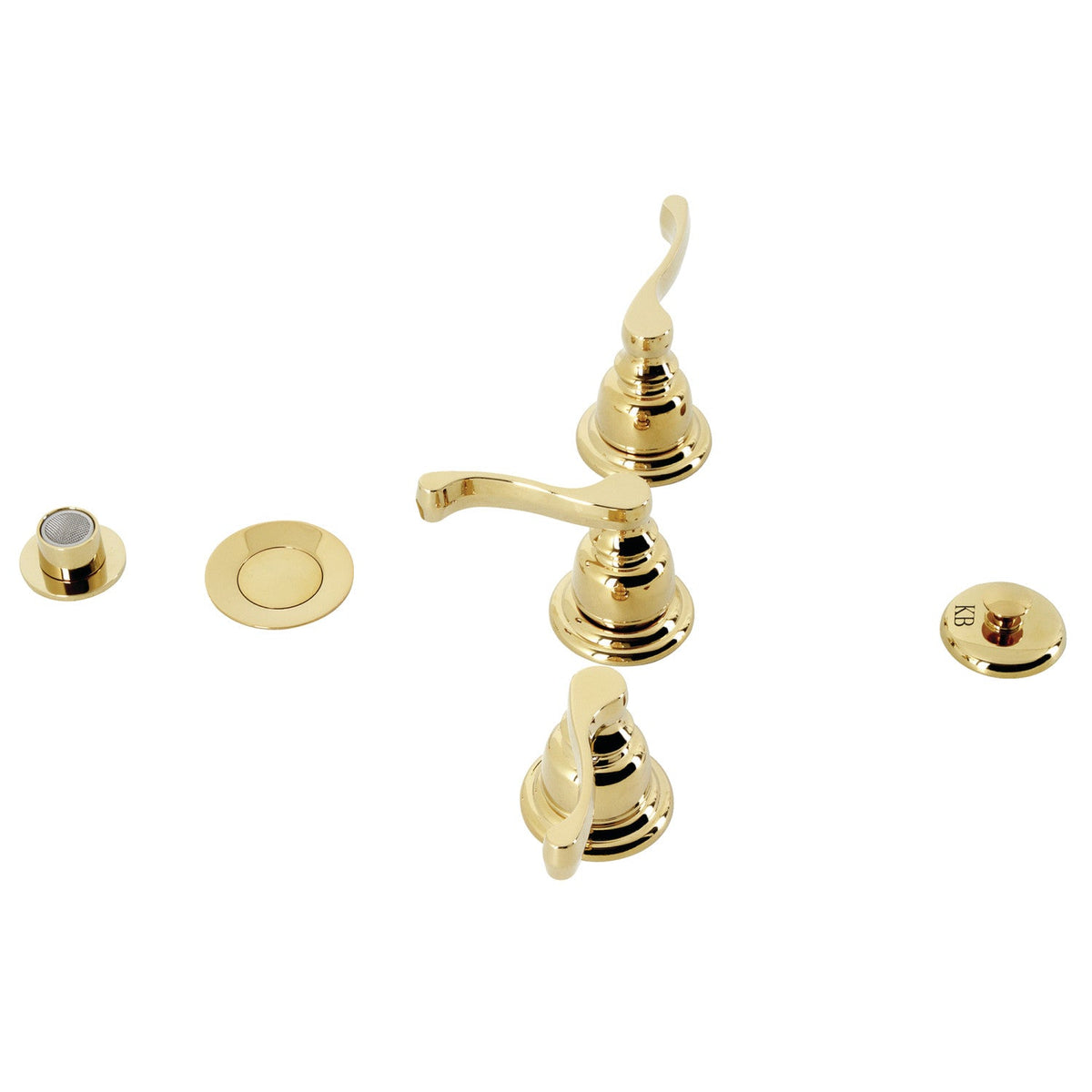 Royale Three-Handle Bidet Faucet with Brass Pop-Up in Polished Brass