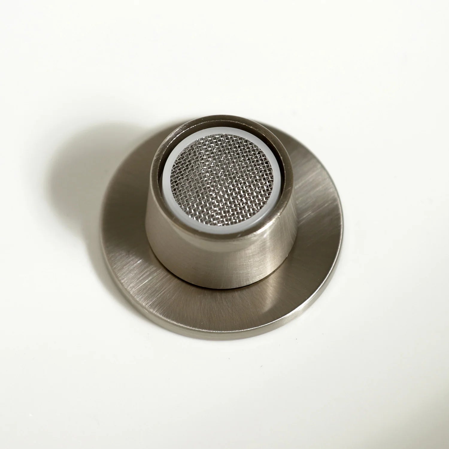 Brushed nickel bidet faucet aerator with mesh screen and round outlet