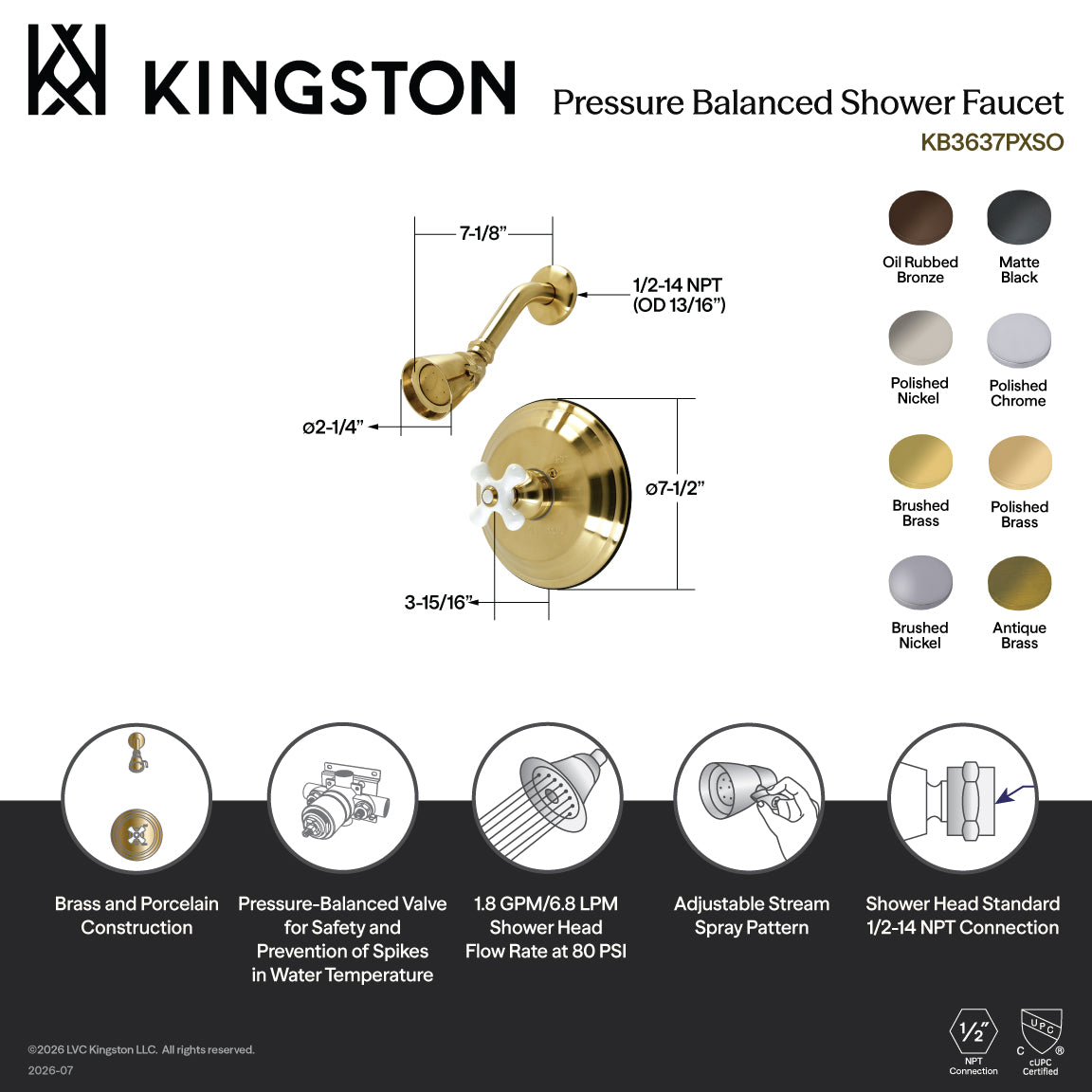 Restoration Single-Handle Pressure Balanced Shower Faucet in Polished Brass