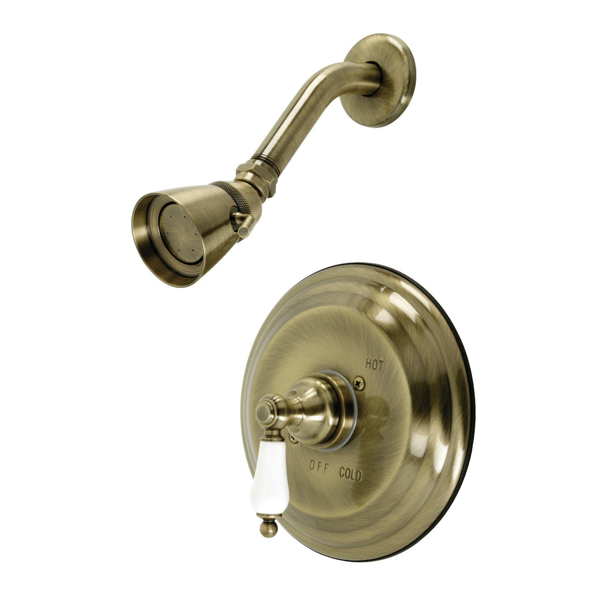 Restoration Single-Handle Pressure Balanced Shower Faucet in Antique Brass