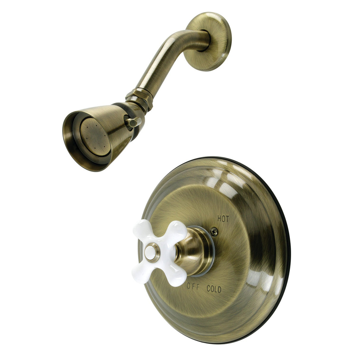 Restoration Single-Handle Pressure Balanced Shower Faucet in Antique Brass