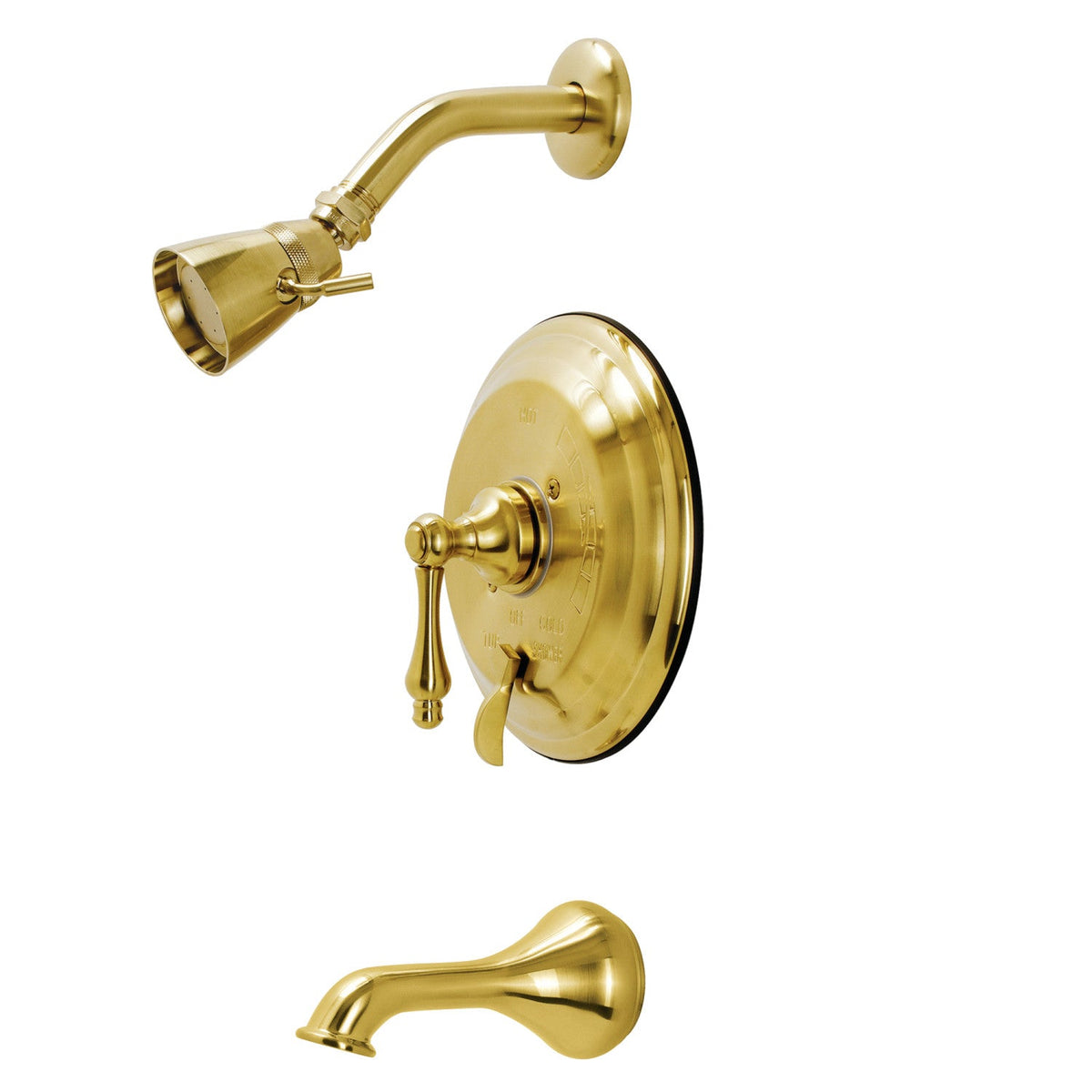 Restoration Single-Handle Pressure Balanced Tub and Shower Faucet in Brushed Brass
