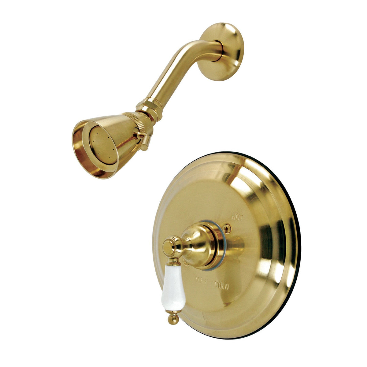 Restoration Single-Handle Pressure Balanced Shower Faucet in Brushed Brass