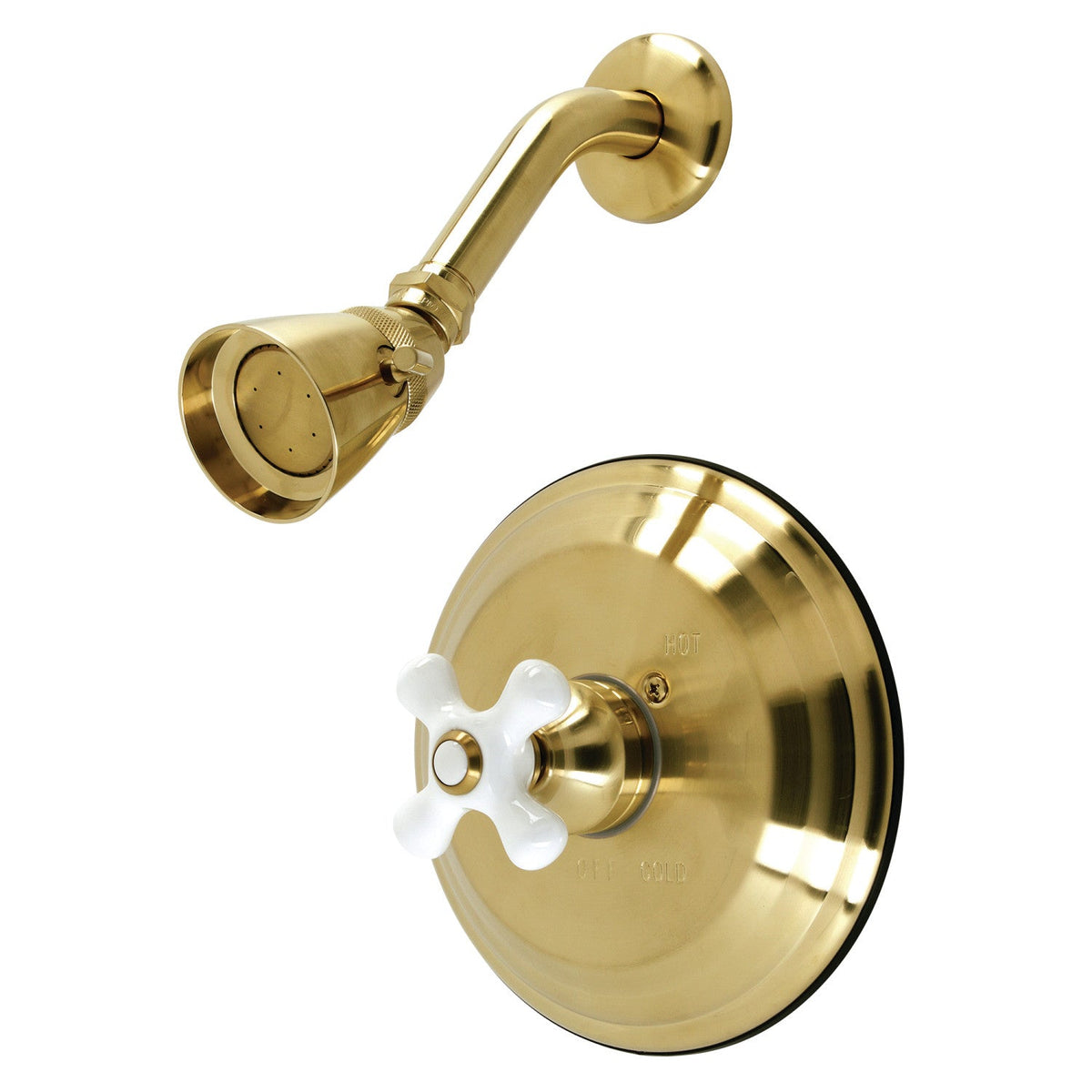 Restoration Single-Handle Pressure Balanced Shower Faucet in Brushed Brass