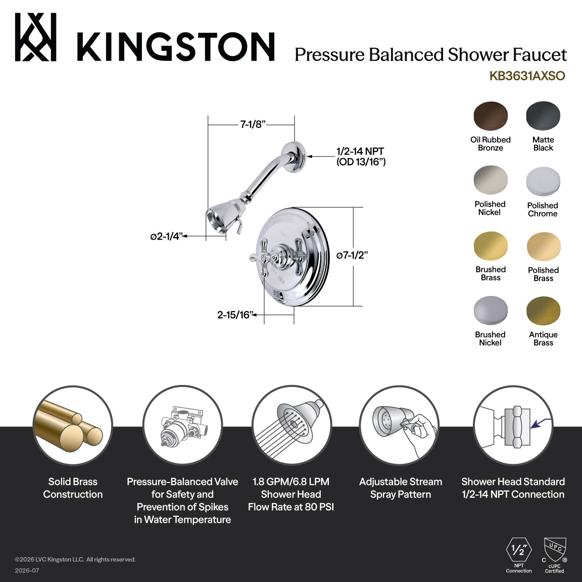 Restoration Single-Handle Pressure Balanced Shower Faucet in Brushed Nickel