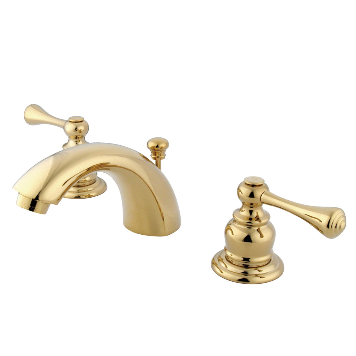 Vintage Mini-Widespread Bathroom Faucet with Pop-Up Drain in Polished Brass