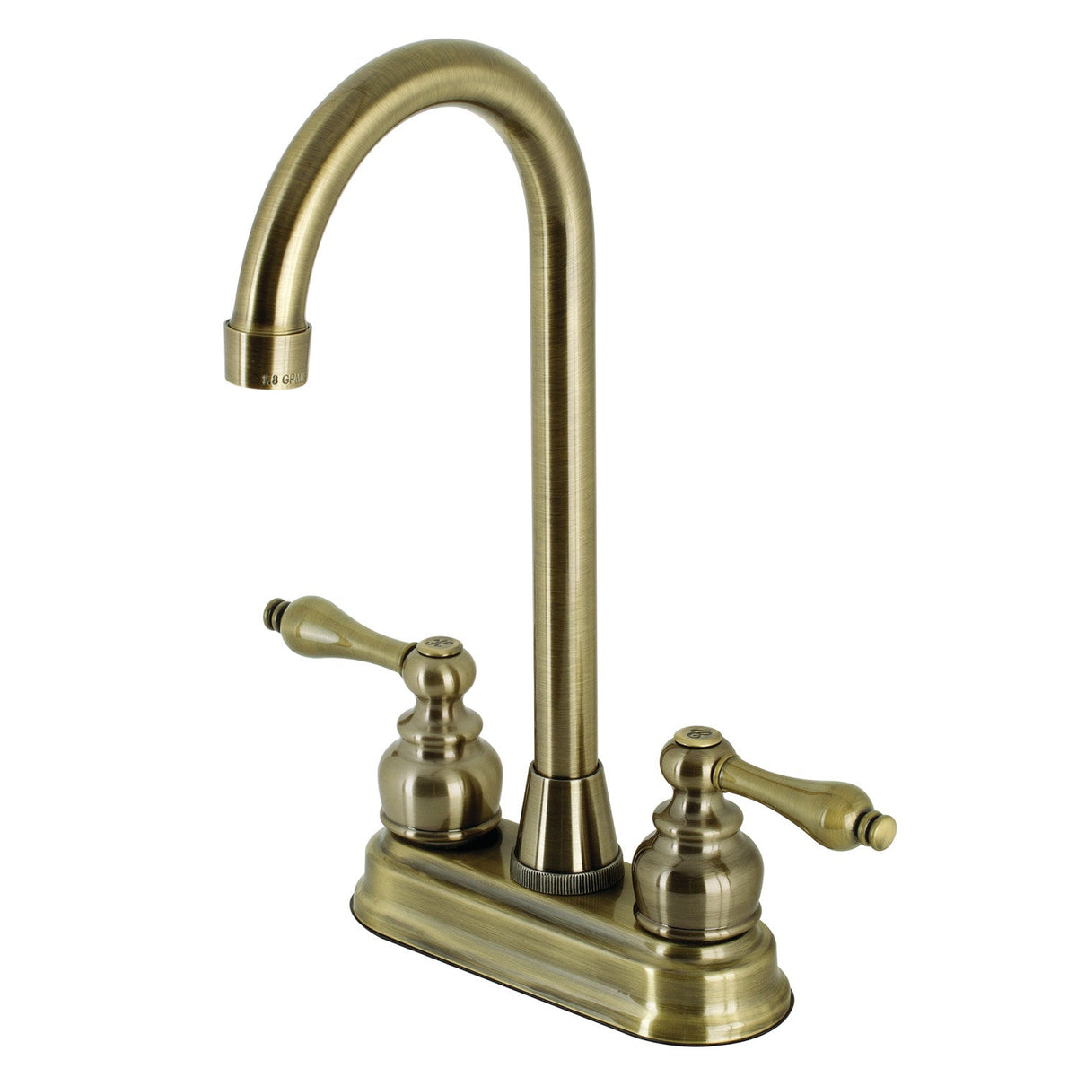 Victorian Double-Handle 4" Centerset High-Arc Bar Faucet in Antique Brass