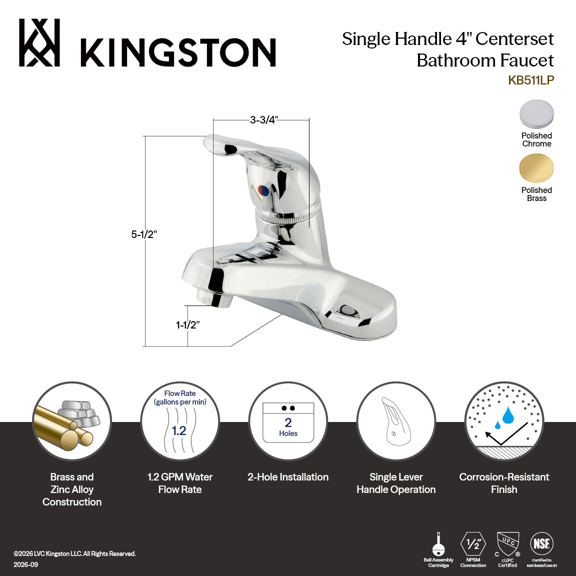Wyndham Single-Handle 4" Centerset Bathroom Faucet in Polished Brass