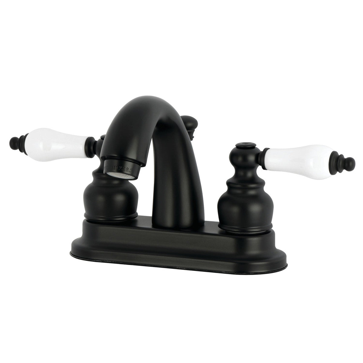 Restoration Double-Handle 4" Centerset Bathroom Faucet with Pop-Up Drain in Matte Black
