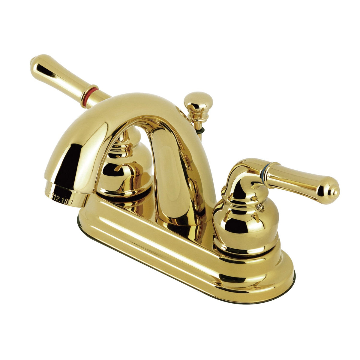 Naples Double-Handle 4" Centerset Bathroom Faucet with Pop-Up Drain in Polished Brass