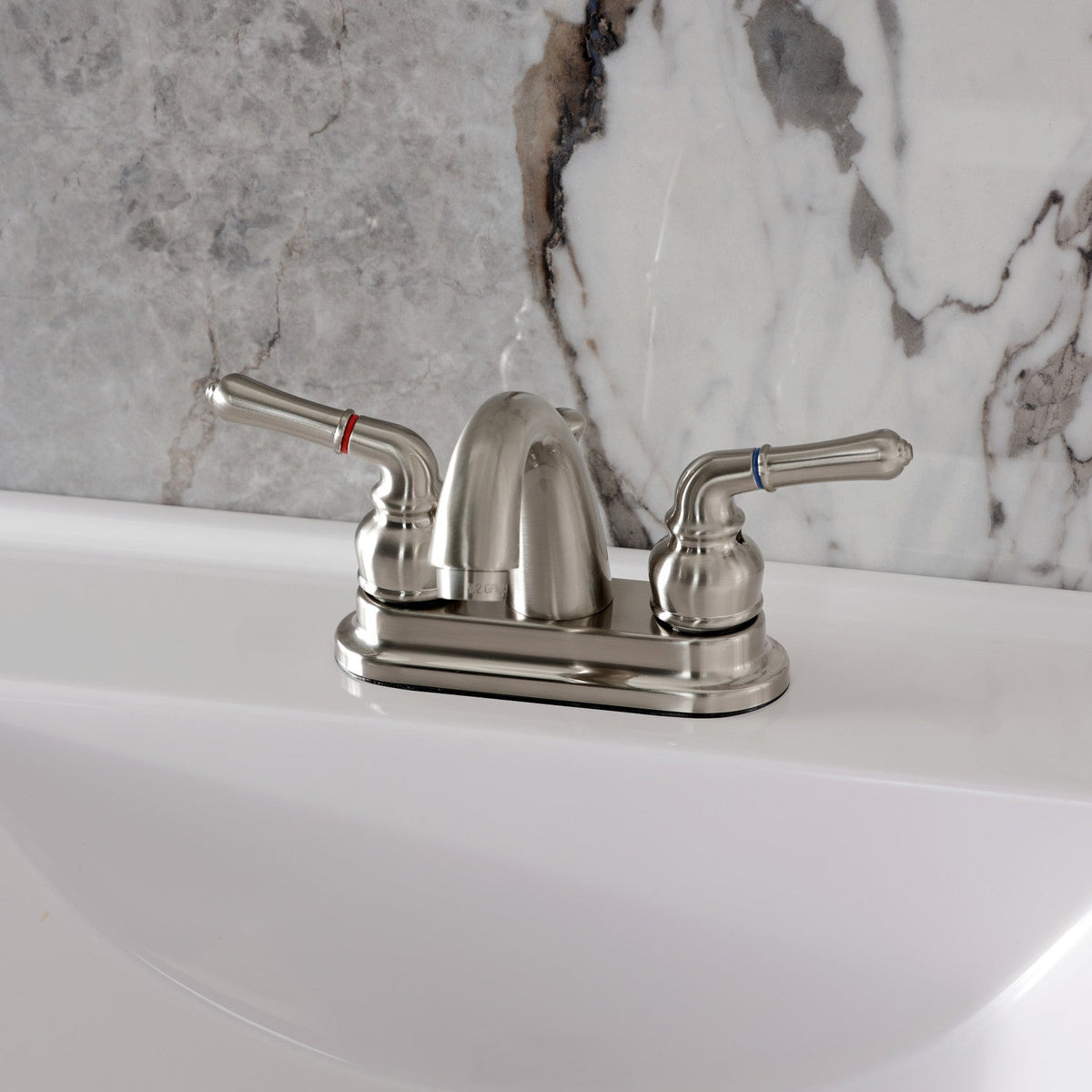 Naples Double-Handle 4" Centerset Bathroom Faucet with Pop-Up Drain in Brushed Nickel