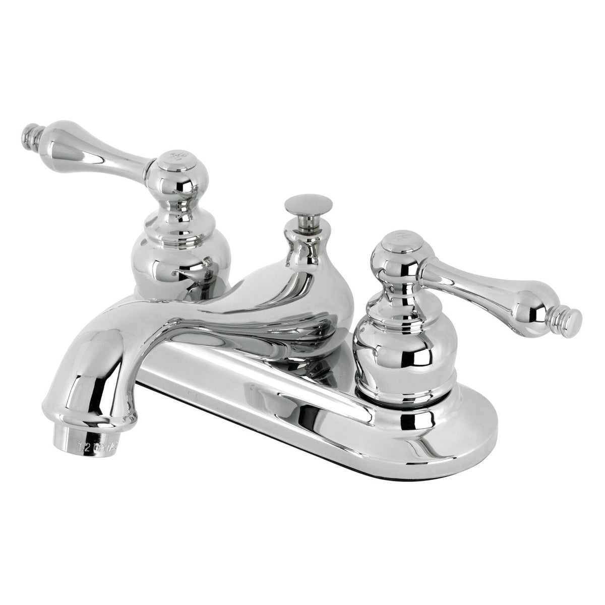 Restoration Double-Handle 4" Centerset Bathroom Faucet with Brass Pop-Up in Polished Chrome