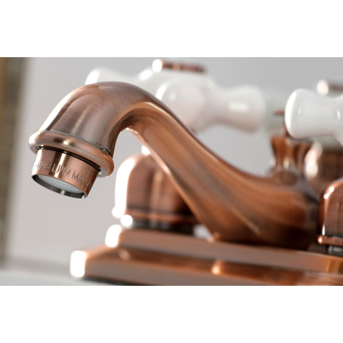 Restoration Double-Handle 4" Centerset Bathroom Faucet with Pop-Up Drain in Antique Copper