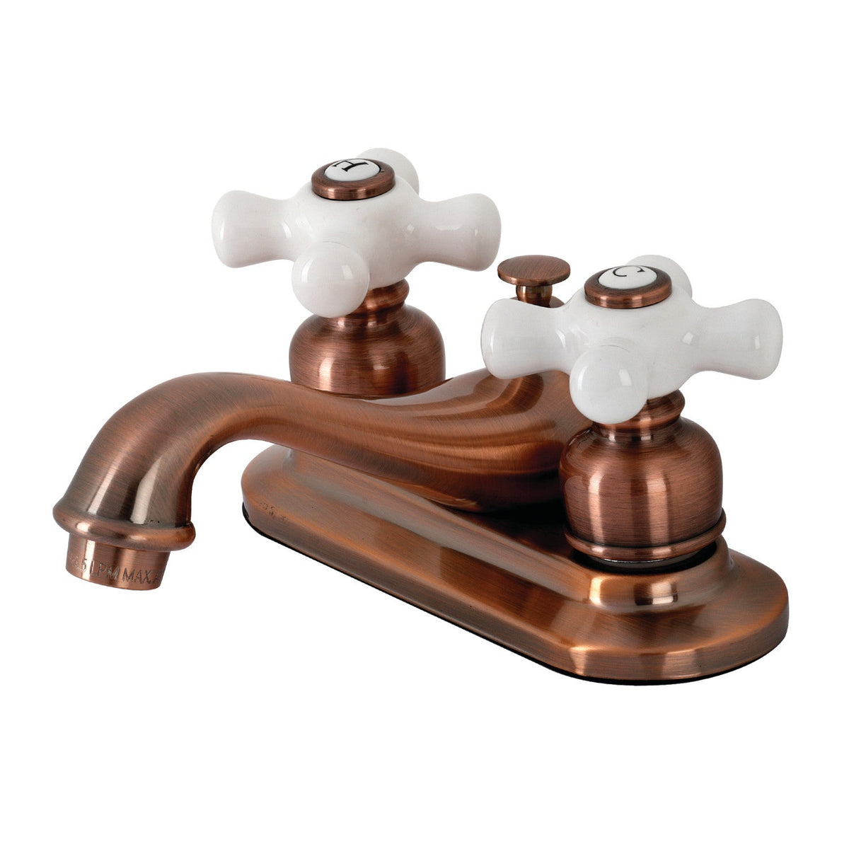 Restoration Double-Handle 4" Centerset Bathroom Faucet with Pop-Up Drain in Antique Copper