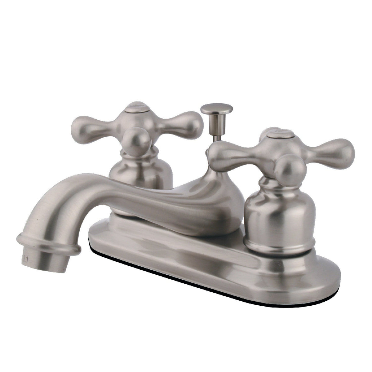 Restoration Double-Handle 4" Centerset Bathroom Faucet with Pop-Up Drain in Brushed Nickel
