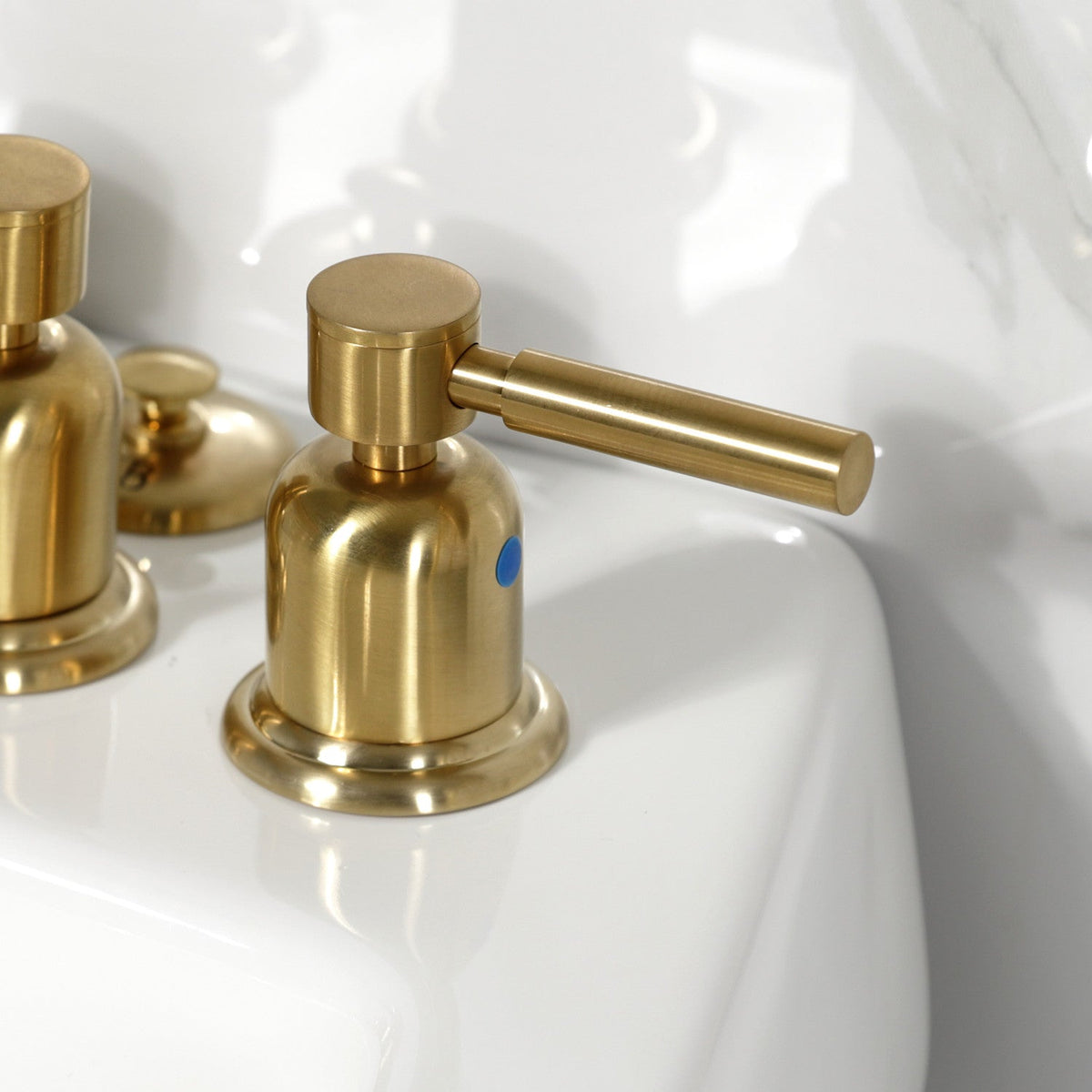 Concord Three-Handle Bidet Faucet with Brass Pop-Up in Brushed Brass