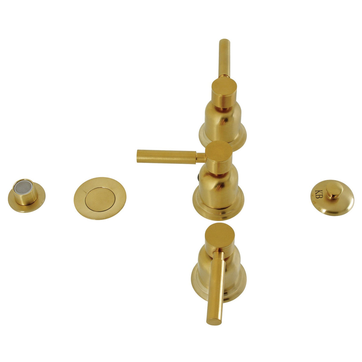 Concord Three-Handle Bidet Faucet with Brass Pop-Up in Brushed Brass