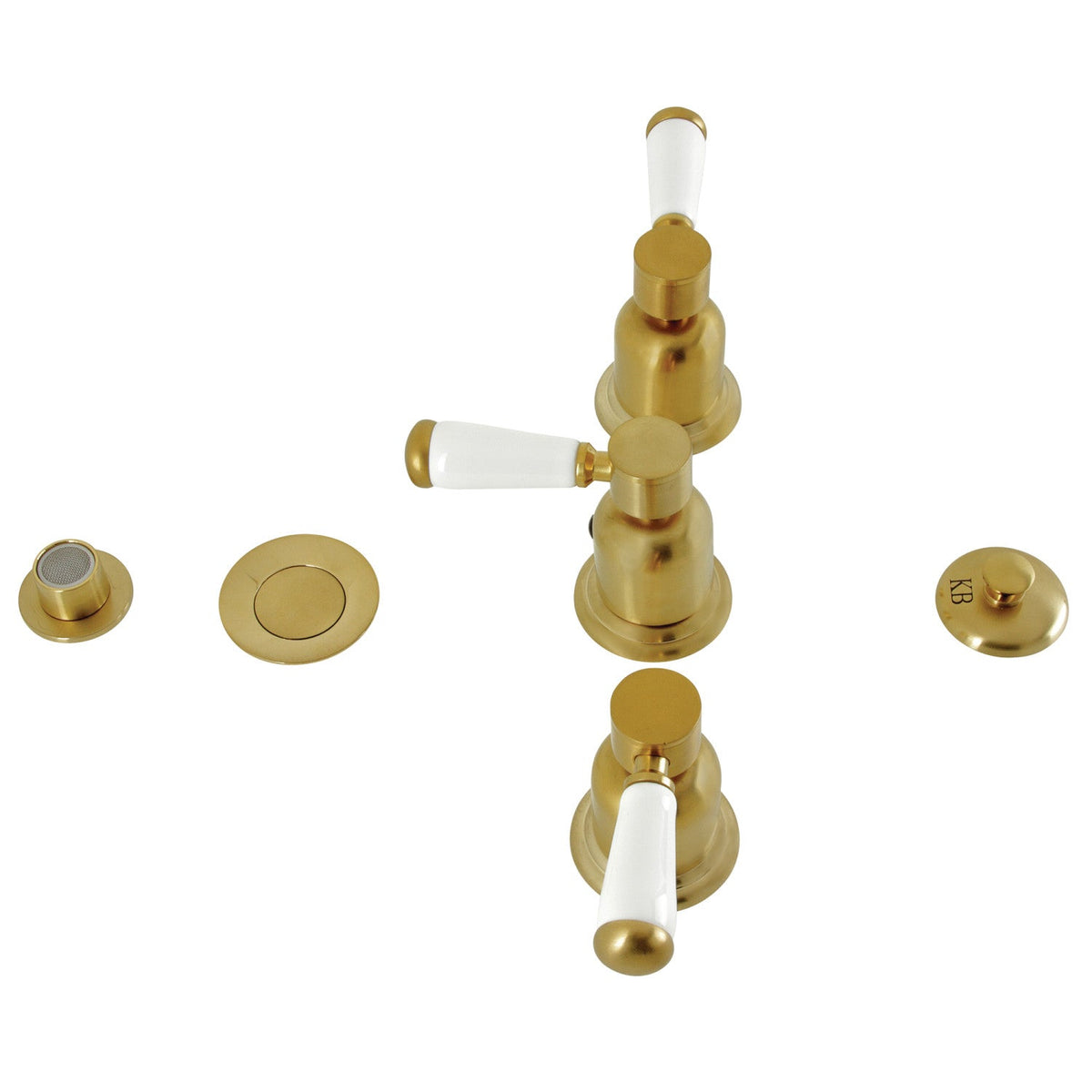 Paris Three-Handle Bidet Faucet with Brass Pop-Up in Brushed Brass