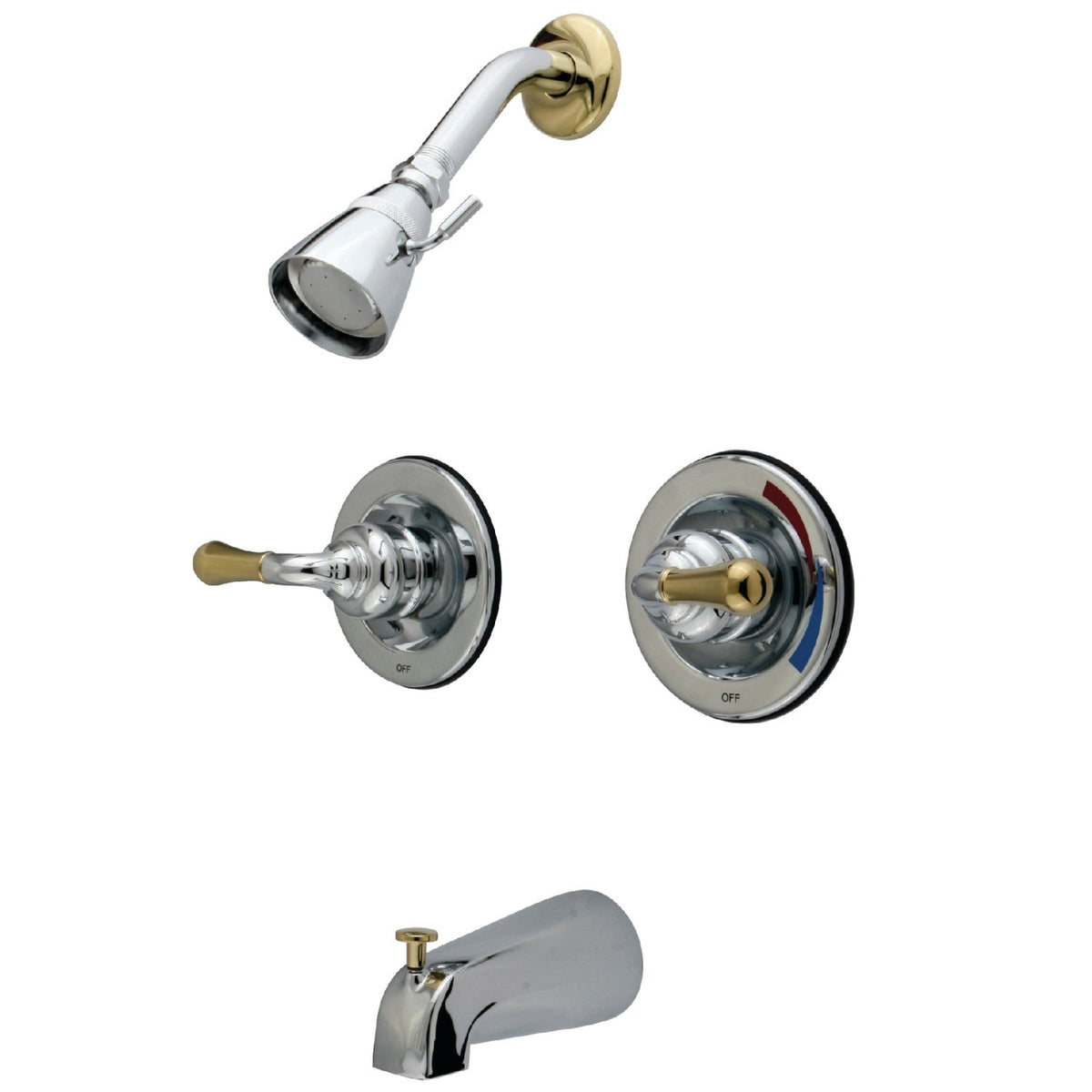 Magellan Double-Handle Pressure Balanced Tub and Shower Faucet in Polished Chrome/Polished Brass