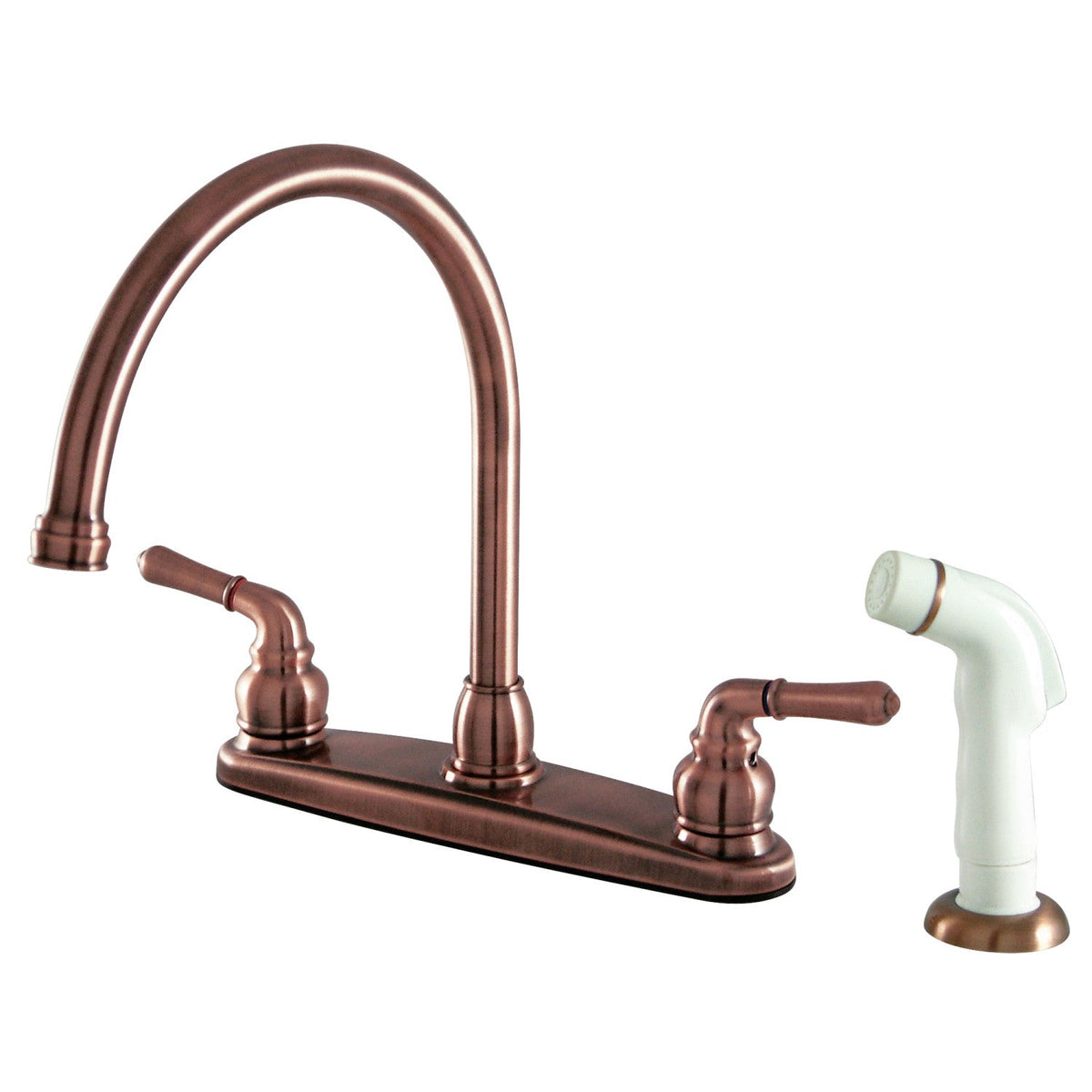 Magellan Double-Handle 8" Centerset Kitchen Faucet with Side Sprayer in Antique Copper